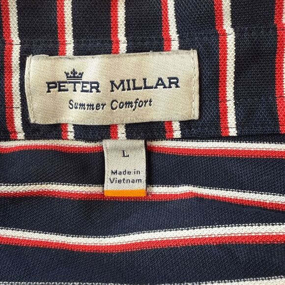 Peter Millar Mens Summer Comfort Stripe Short Sleeve Polo Shirt Multicolor Large - Picture 3 of 8
